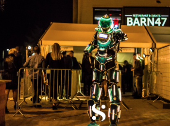 Giant Blue LED Robot